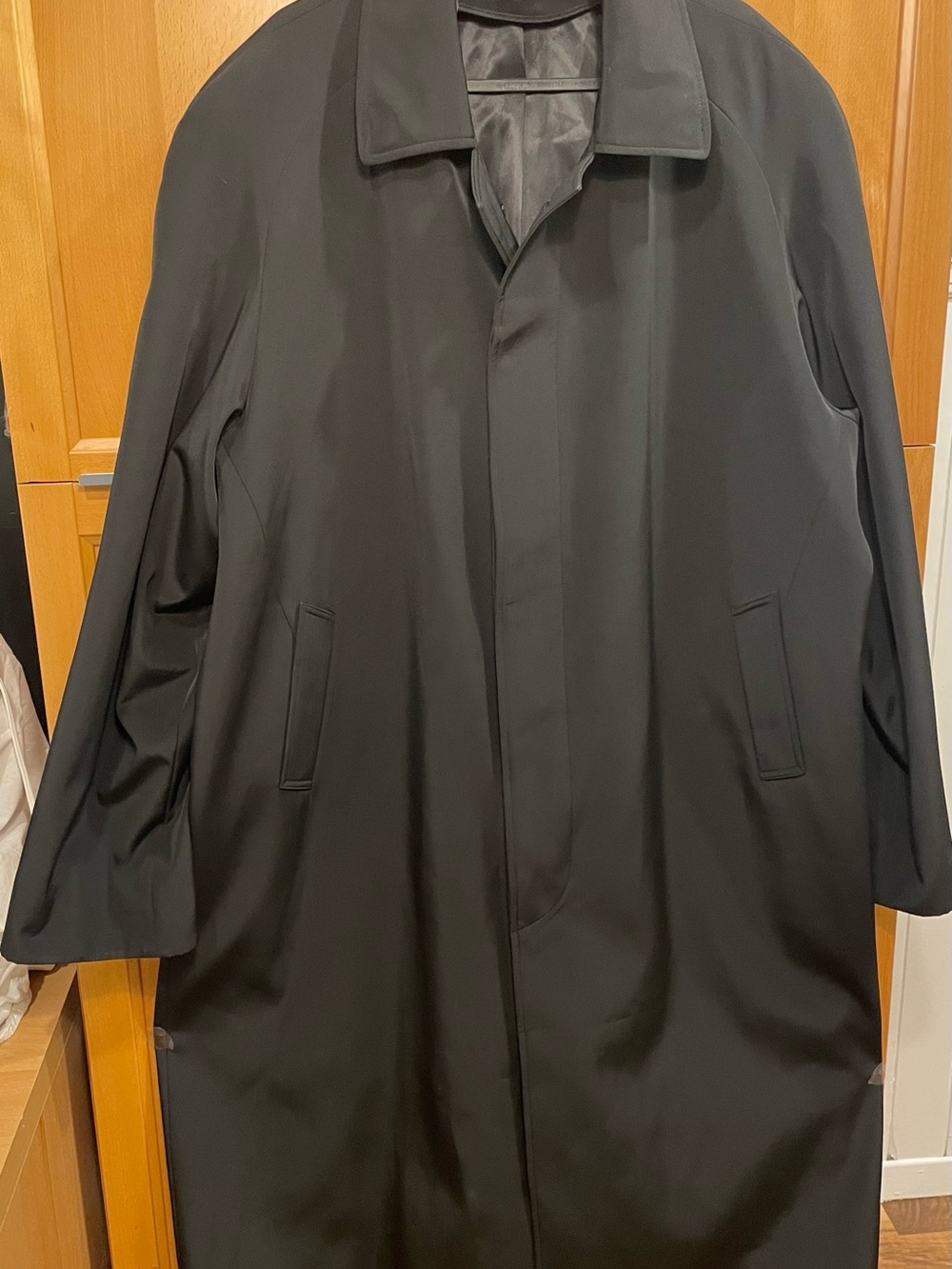 Men's Black Long Overcoat - Classic Waterproof Trench